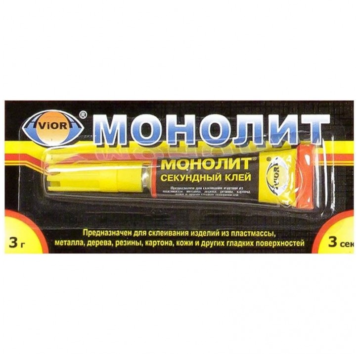 Клей супер секундный AVIORA-МОНОЛИТ 3г. на листе 12шт./288шт.