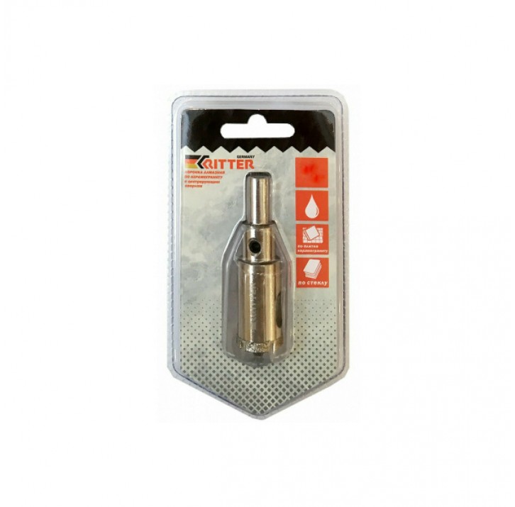 Коронка алмазная Ritter Eco по стеклу и керамограниту 22 мм (блистер)
