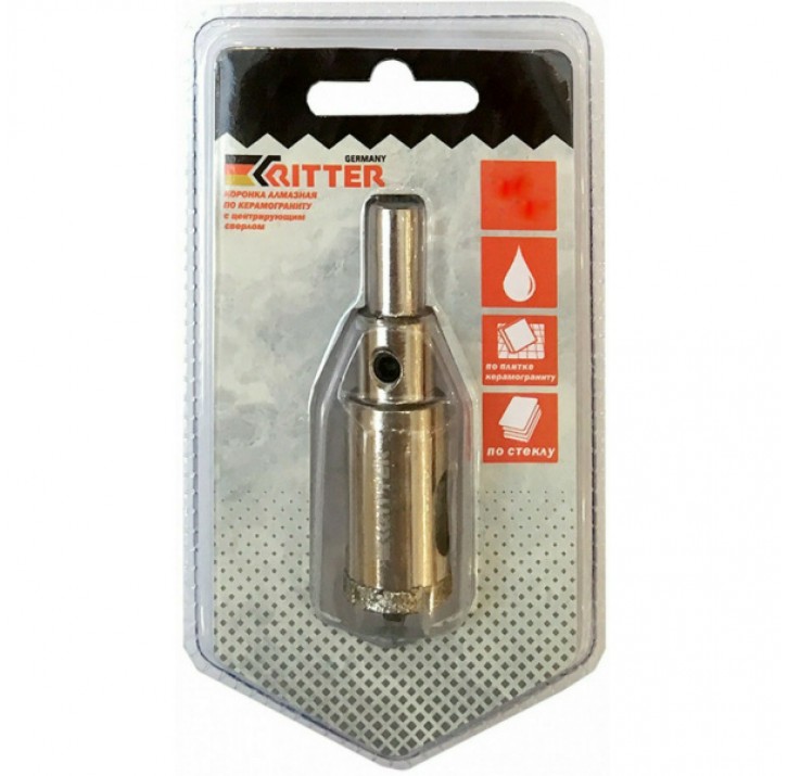 Коронка алмазная Ritter Eco по стеклу и керамограниту 25 мм (блистер)
