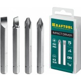 KRAFTOOL 75 мм, 4 шт, Набор бит для ударной отвертки (25552)