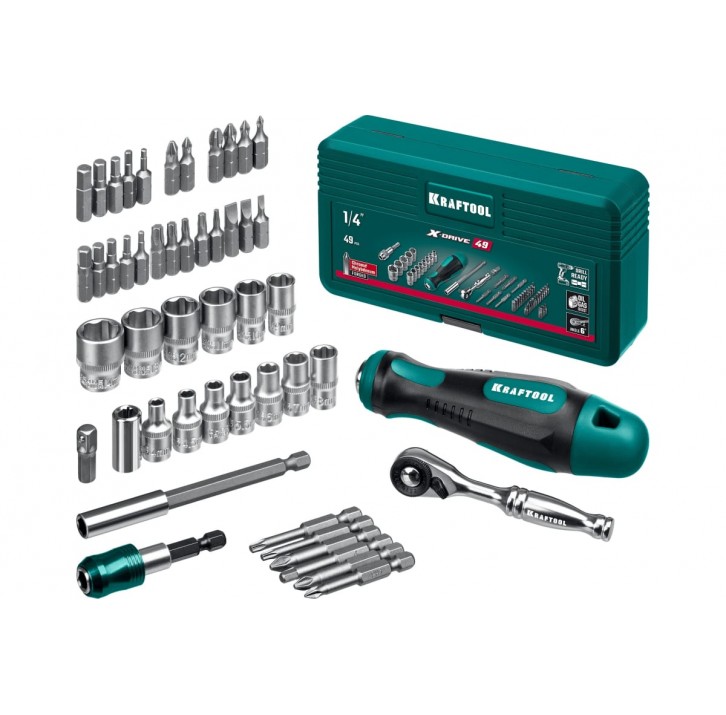 KRAFTOOL X-Drive 49 шт, Набор бит и головок с битодержателем и трещоткой (25816) KRAFTOOL X-Drive 49 шт, Набор бит и головок с битодержателем и трещоткой (25816)