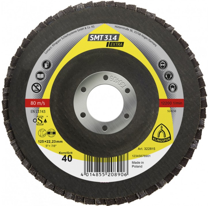 Круг лепестковый тарельчатый SMT324/CS455X 125мм KLINGSPOR Р60 (10шт) Круг лепестковый тарельчатый SMT324/CS455X 125мм KLINGSPOR Р60 (10шт)