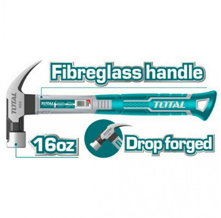 Молоток-гвоздодер 16oz/450г TOTAL Молоток-гвоздодер 16oz/450г TOTAL
