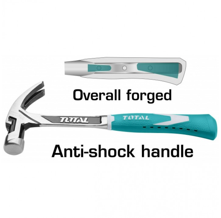 Молоток-гвоздодер Total с антивибрационной ручкой 560 г Молоток-гвоздодер Total с антивибрационной ручкой 560 г