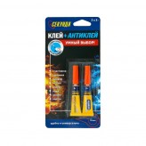 Моментальный клей 3 г. + антиклей 3г., блистер, шоу-бокс 12шт., СЕКУНДА /36