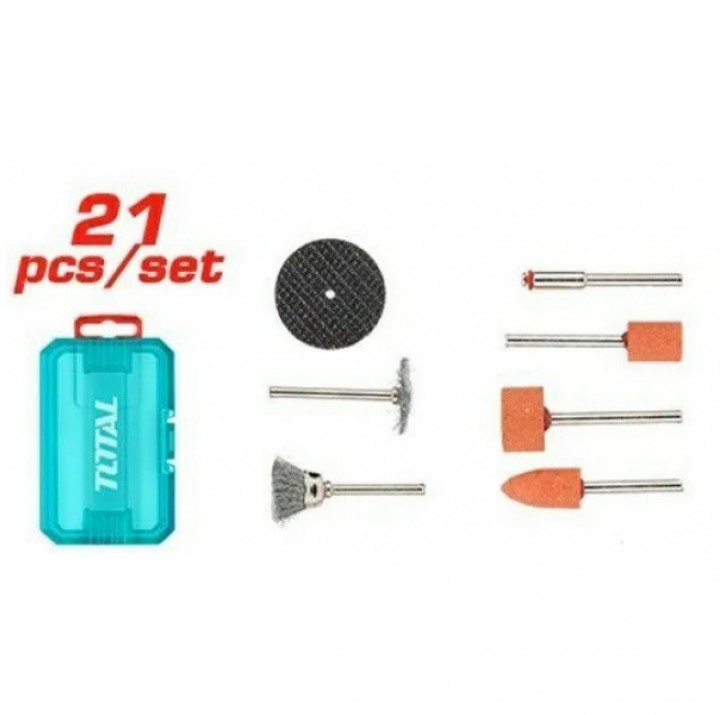 Набор аксессуаров для гравера, набор для металлообработки 21шт. TOTAL Набор аксессуаров для гравера, набор для металлообработки 21шт. TOTAL