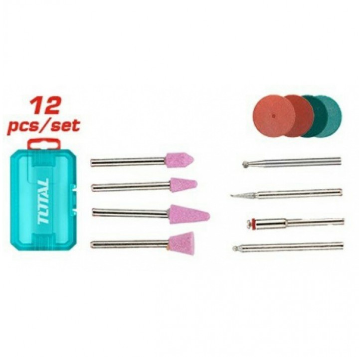 Набор аксессуаров для гравера, набор для работы со стеклом и камнем, 12шт. TOTAL Набор аксессуаров для гравера, набор для работы со стеклом и камнем, 12шт. TOTAL