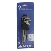 Набор ключей имбусовых TORX Короткие №3  9 предметов VERTEX