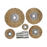 Набор щеток-крацовок со шпилькой для дрели , 5 предметов Рем.. Набор щеток-крацовок со шпилькой для дрели , 5 предметов Рем..