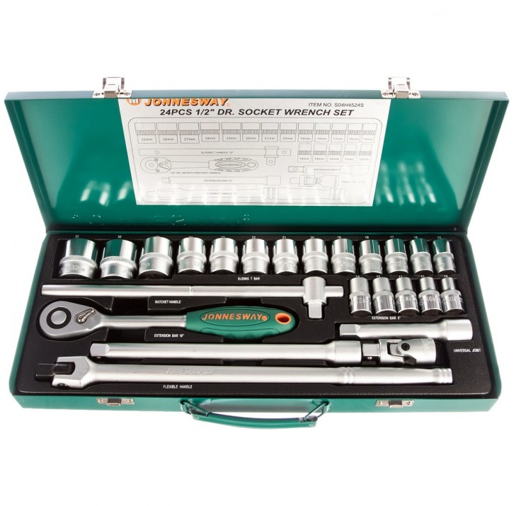 Набор торцевых головок JONNESWAY 1/2" DR 10-32 мм 24 пр. Набор торцевых головок JONNESWAY 1/2" DR 10-32 мм 24 пр.