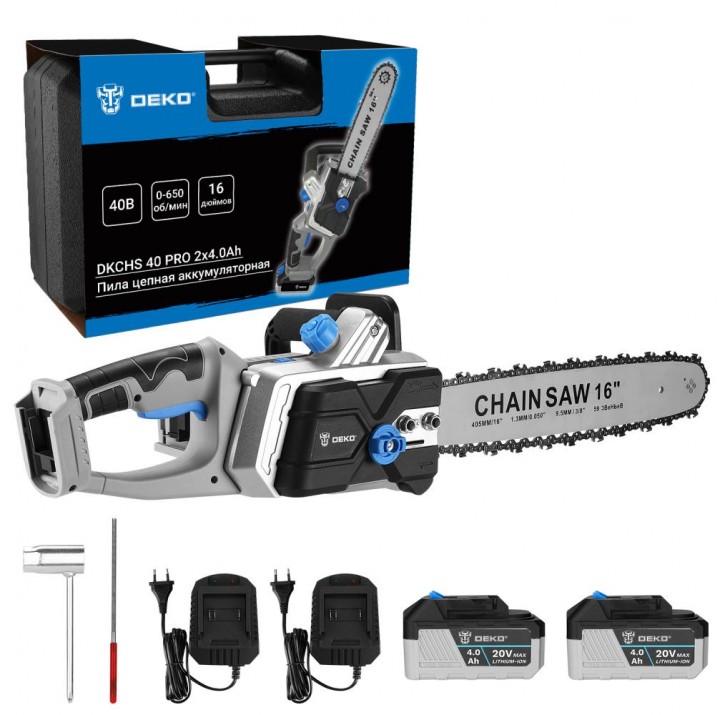 Пила цепная DEKO DKCHS 40 PRO аккумуляторная в кейсе 063-4357 Пила цепная DEKO DKCHS 40 PRO аккумуляторная в кейсе 063-4357
