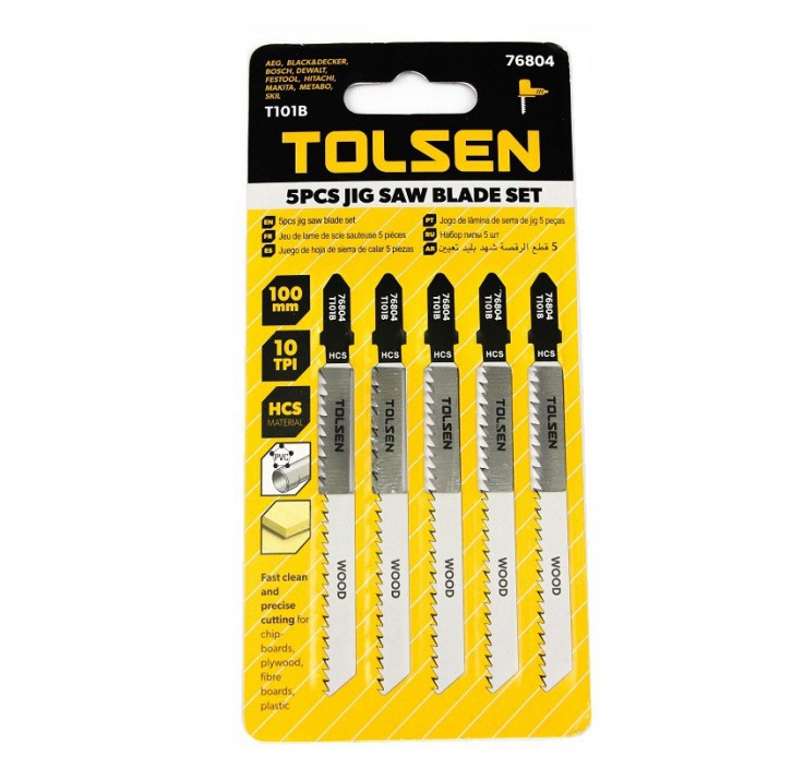 Полотна для электролобзика по дереву HCS 100мм Т101B (5шт) TOLSEN Полотна для электролобзика по дереву HCS 100мм Т101B (5шт) TOLSEN