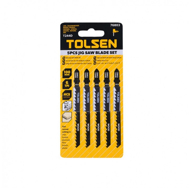Полотна для электролобзика по дереву HCS 100мм Т244D (5шт) TOLSEN Полотна для электролобзика по дереву HCS 100мм Т244D (5шт) TOLSEN