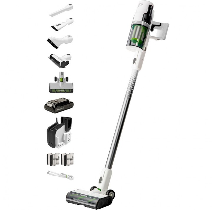 Пылесос вертикальный GREENWORKS GD24SVK4D 24 V White с АКБ и ЗУ 4701107UB Пылесос вертикальный GREENWORKS GD24SVK4D 24 V White с АКБ и ЗУ 4701107UB