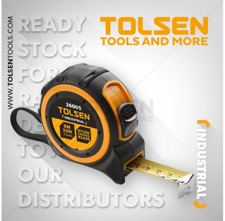 Рулетка ПРОФИ, комби.корпус, полотно нейлон, 10м*25мм TOLSEN (6шт) Рулетка ПРОФИ, комби.корпус, полотно нейлон, 10м*25мм TOLSEN (6шт)