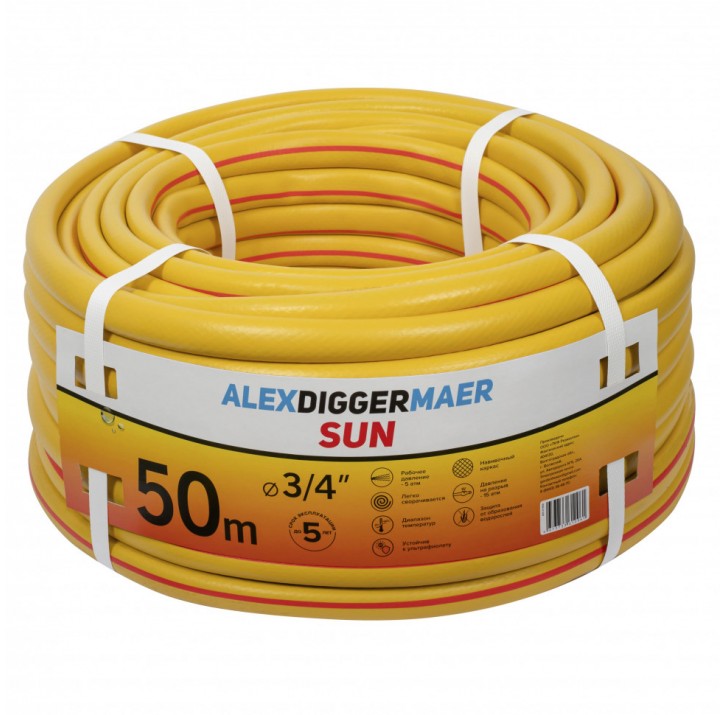 Шланг "SUN" 19х25 (3/4") 50м (3 слоя, 5 атм) Шланг "SUN" 19х25 (3/4") 50м (3 слоя, 5 атм)