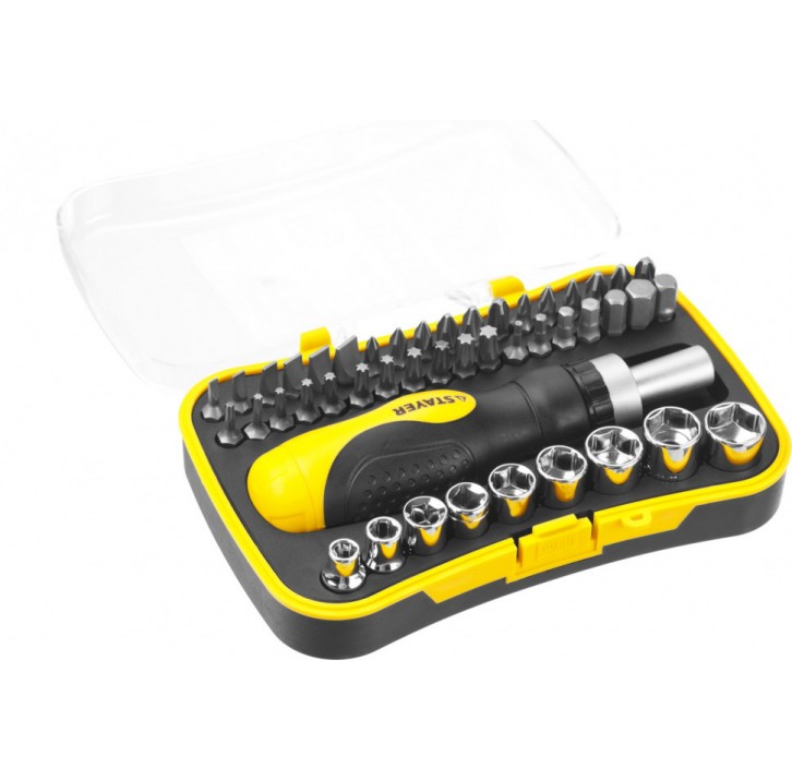 STAYER Compact-46 46 предм., Реверсивная отвертка с насадками (25084-H46) STAYER Compact-46 46 предм., Реверсивная отвертка с насадками (25084-H46)