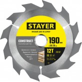 STAYER CONSTRUCT 190 x 30/20мм 12Т, диск пильный по дереву, ..
