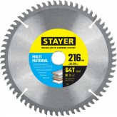 STAYER MULTI MATERIAL 216х32/30мм 64Т, диск пильный по алюми..