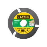 STAYER WOODCUT 115х22,2мм, 3 резца, диск пильный по дереву д..