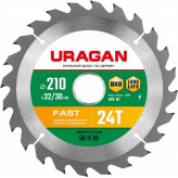 URAGAN Fast 210х32/30мм 24Т, диск пильный по дереву