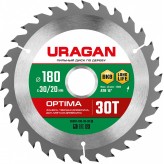 URAGAN Optima 180х30/20мм 30Т, диск пильный по дереву