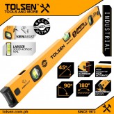 Уровень алюминиевый желтый, ударопрочный INDUSTRIAL 40 см TOLSEN