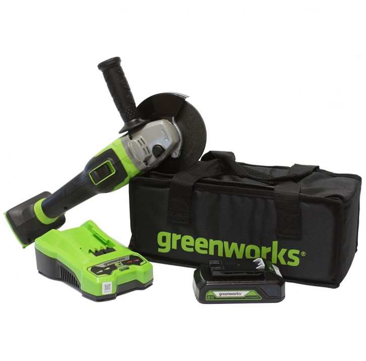 УШМ GREENWORKS GD24AG 24V АКБ 2 А.ч и з/у в сумке 3200207UA УШМ GREENWORKS GD24AG 24V АКБ 2 А.ч и з/у в сумке 3200207UA