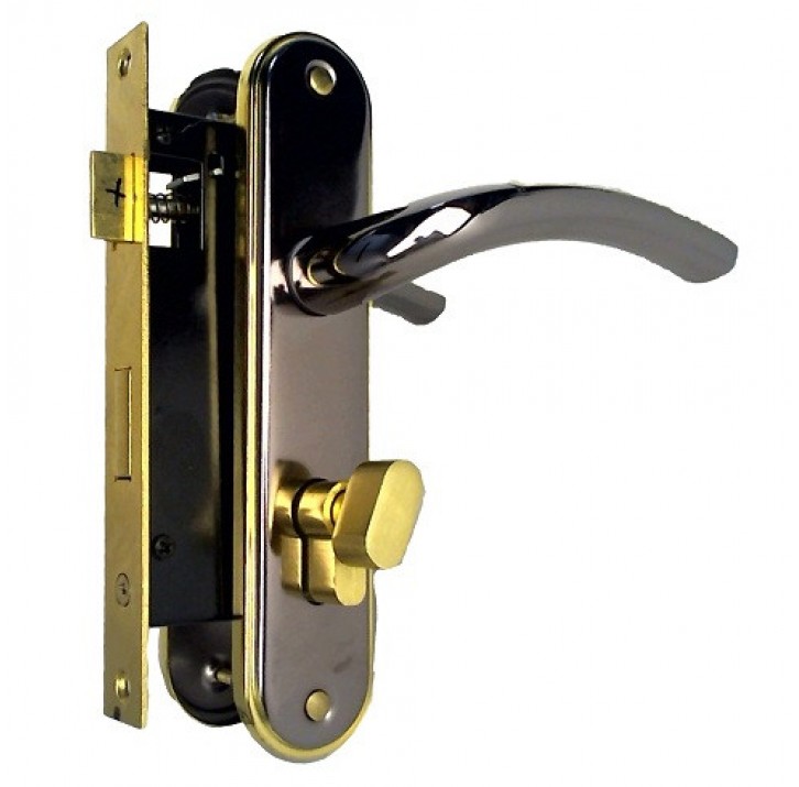 Замок дверной врезной PLP 510/61 BN/GP черное золото 12шт. Замок дверной врезной PLP 510/61 BN/GP черное золото 12шт.