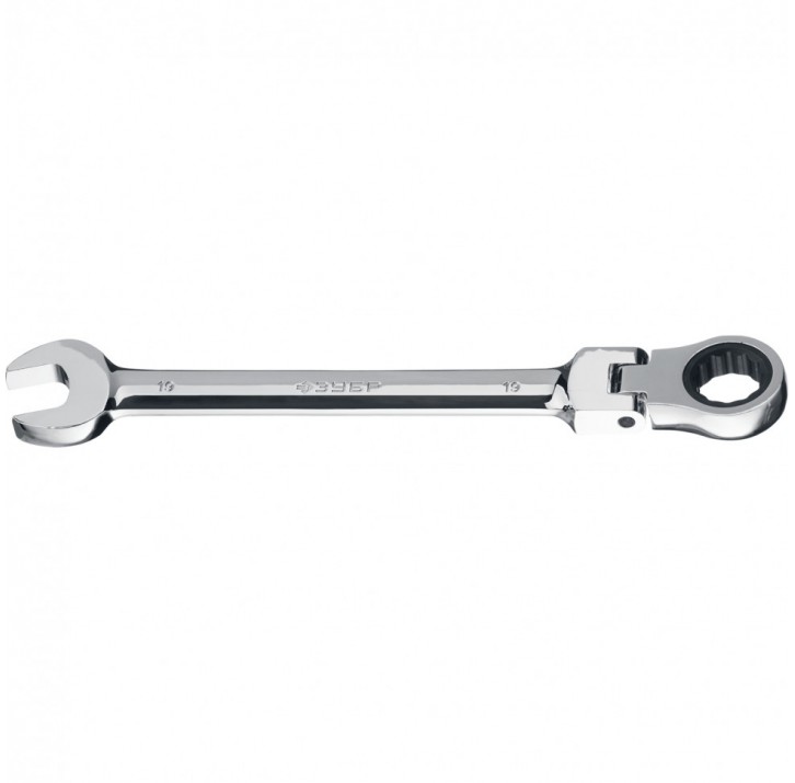 ЗУБР 19 мм, Шарнирный трещоточный гаечный ключ, Профессионал (27101-19) ЗУБР 19 мм, Шарнирный трещоточный гаечный ключ, Профессионал (27101-19)