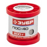 ЗУБР 200 г, ПОС 40, проволока, 1 мм, припой 55451-200-10