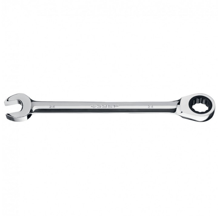 ЗУБР 24 мм, Комбинированный трещоточный гаечный ключ, Профессионал (27074-24) ЗУБР 24 мм, Комбинированный трещоточный гаечный ключ, Профессионал (27074-24)