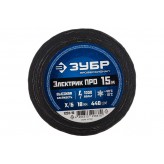 ЗУБР Электрик Про 18 мм х 15 м, черная, Изолента х/б, ПРОФЕС..