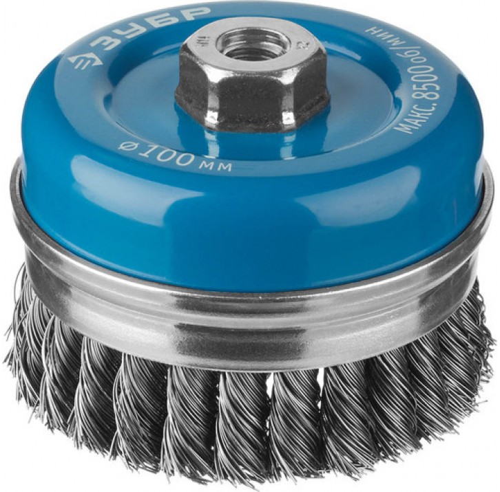 ЗУБР ф 100 мм, проволока 0,5 мм, щетка чашечная УСИЛЕННАЯ для УШМ 3527-100_z02 Профессионал ЗУБР ф 100 мм, проволока 0,5 мм, щетка чашечная УСИЛЕННАЯ для УШМ 3527-100_z02 Профессионал