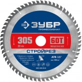 ЗУБР ф 305 х 30 мм, 60Т, диск пильный по строительной древес..