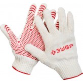 ЗУБР L-XL, 7 класс, х/б, перчатки для тяжелых работ, с ПВХ-г..