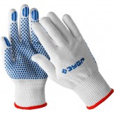 ЗУБР S-M, 13 класс, х/б, перчатки с точками увеличенного раз..